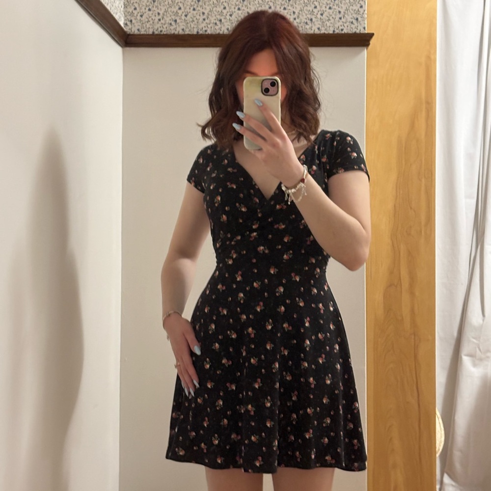 Simons Black Floral Mini Dress